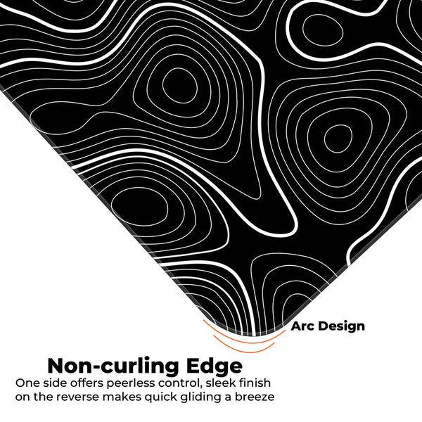 Black White Abstract Topographic Line Art Deskmat