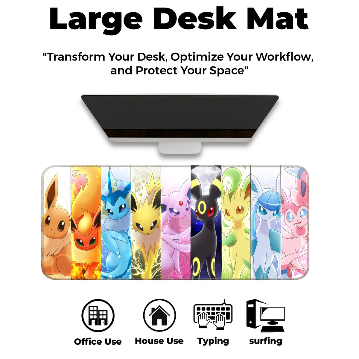 Eevee Evolutions Anime Character Art Deskmat