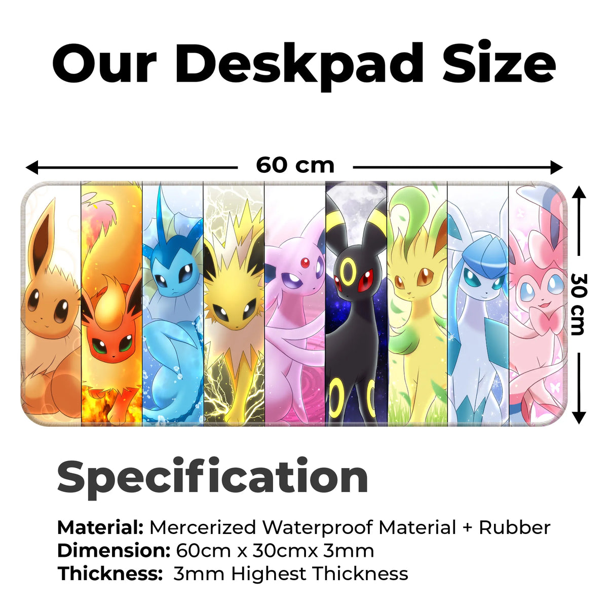 Eevee Evolutions Anime Character Art Deskmat