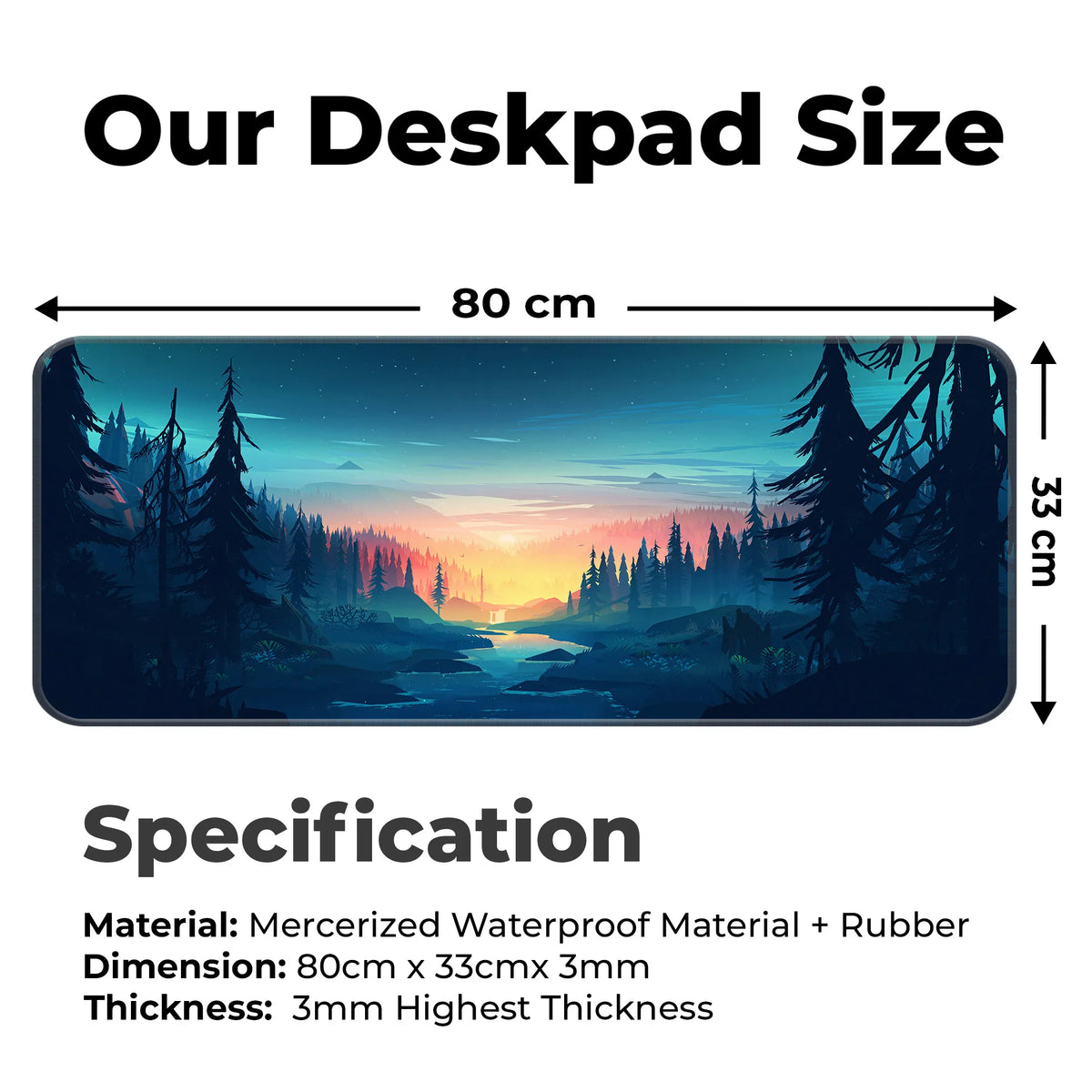 Night Forest Sunset Scenic Landscape Art Deskmat