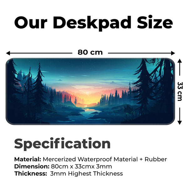 Night Forest Sunset Scenic Landscape Art Deskmat