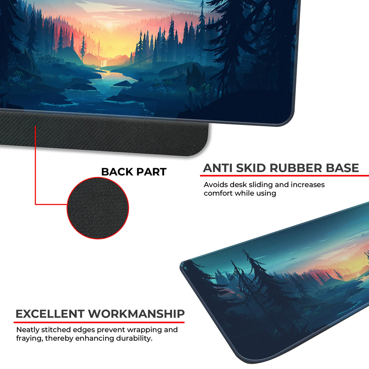 Night Forest Sunset Scenic Landscape Art Deskmat