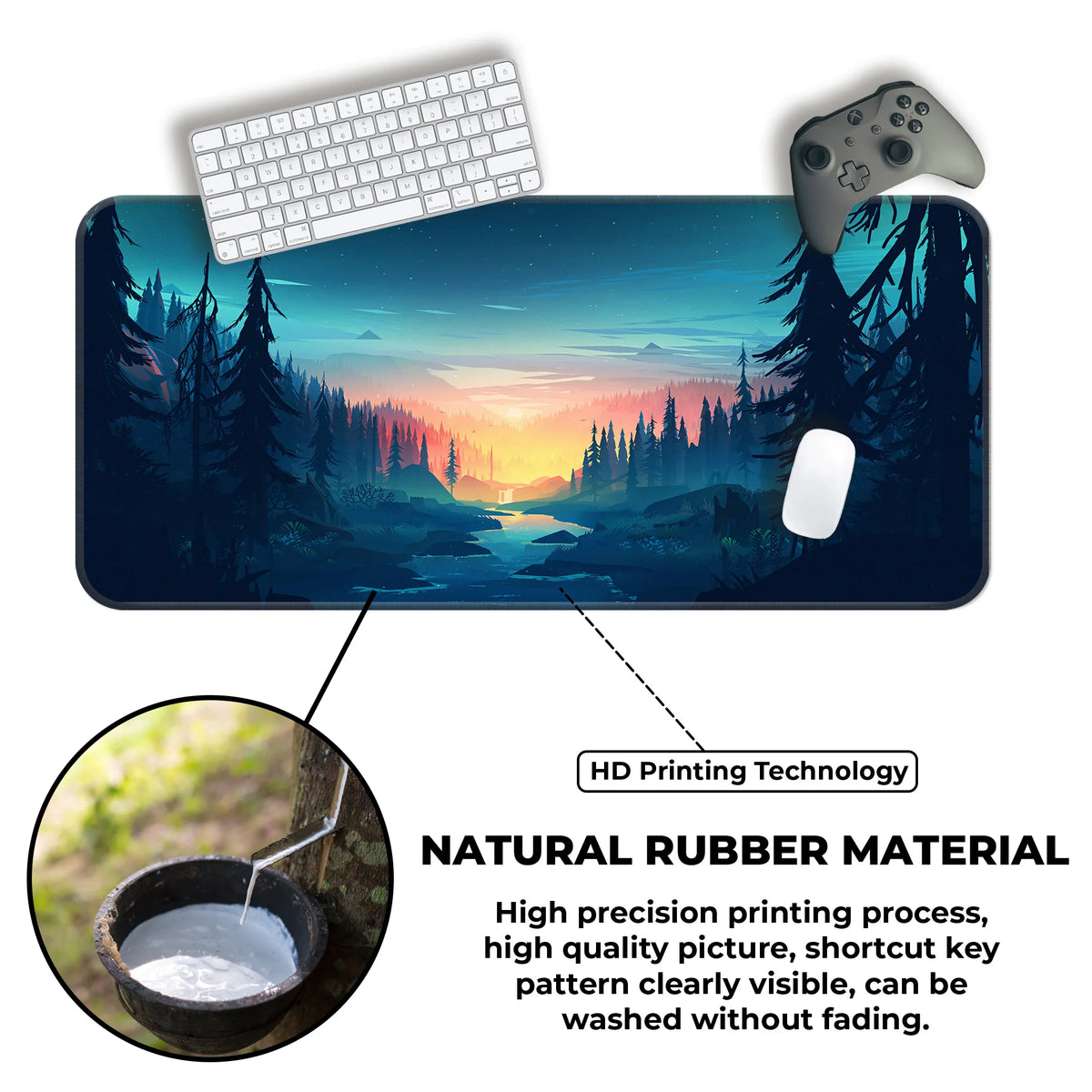 Night Forest Sunset Scenic Landscape Art Deskmat