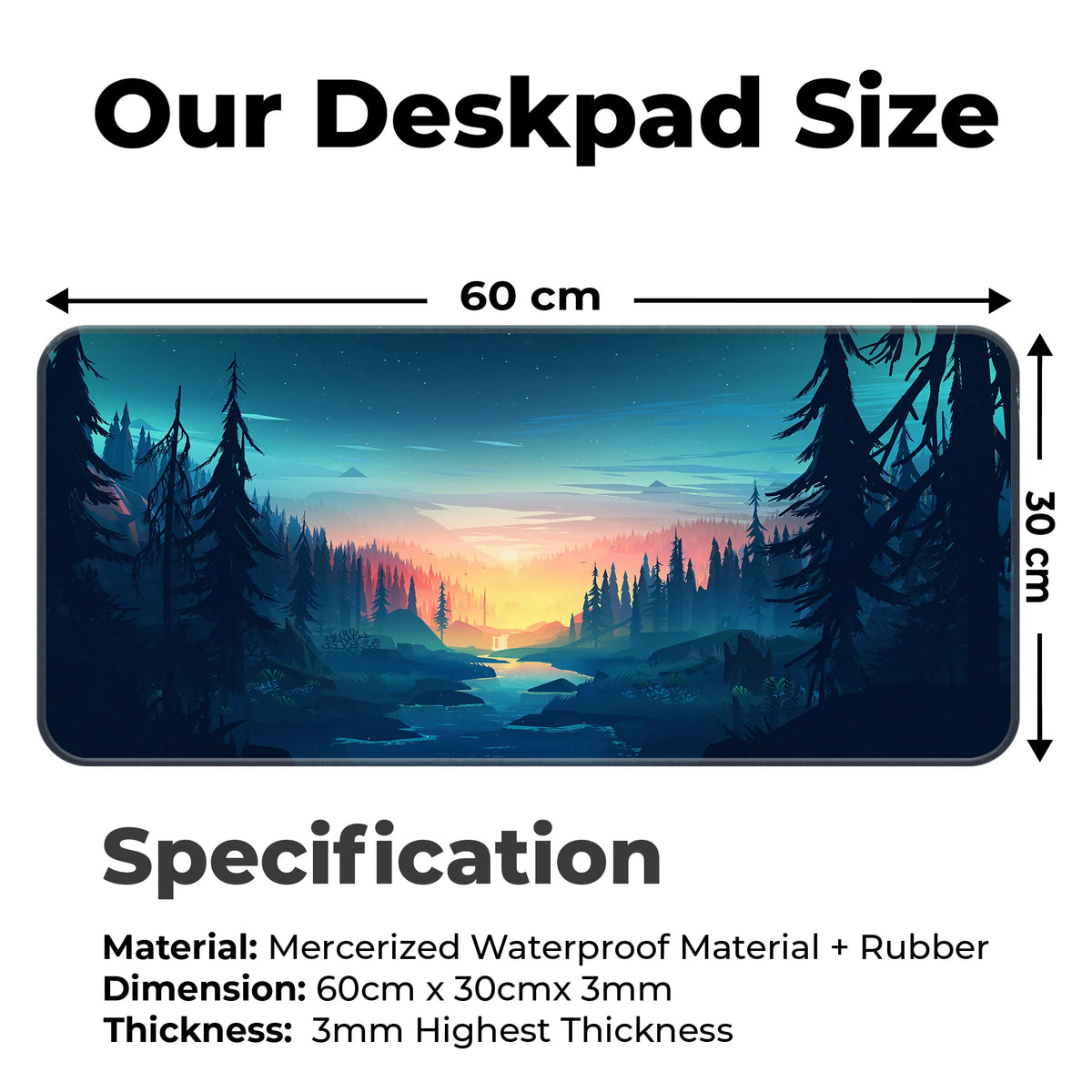 Night Forest Sunset Scenic Landscape Art Deskmat