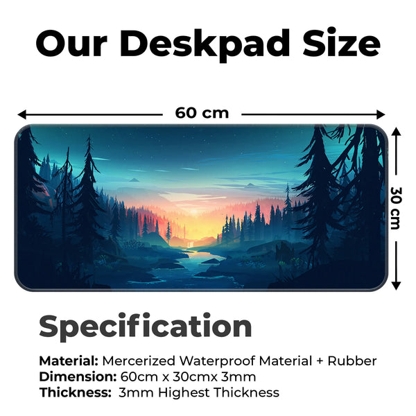 Night Forest Sunset Scenic Landscape Art Deskmat