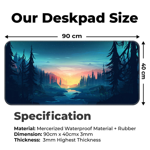 Night Forest Sunset Scenic Landscape Art Deskmat