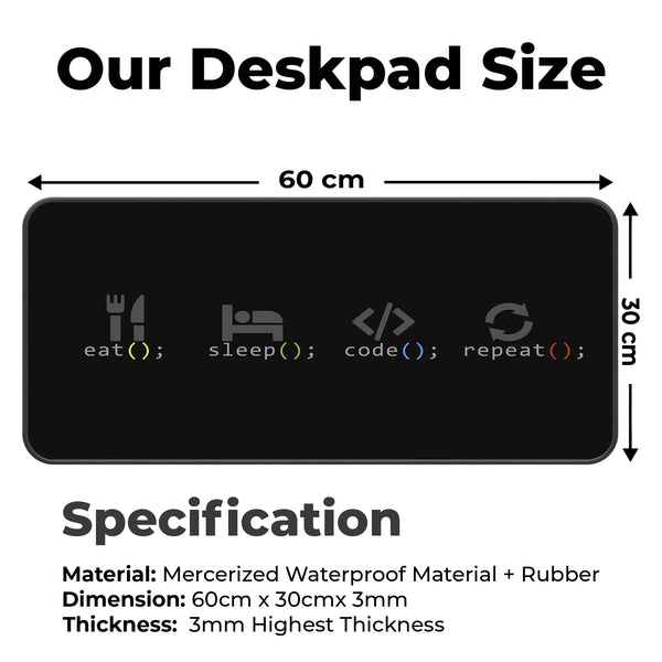 Eat Sleep Code Repeat Programming Geek Deskmat