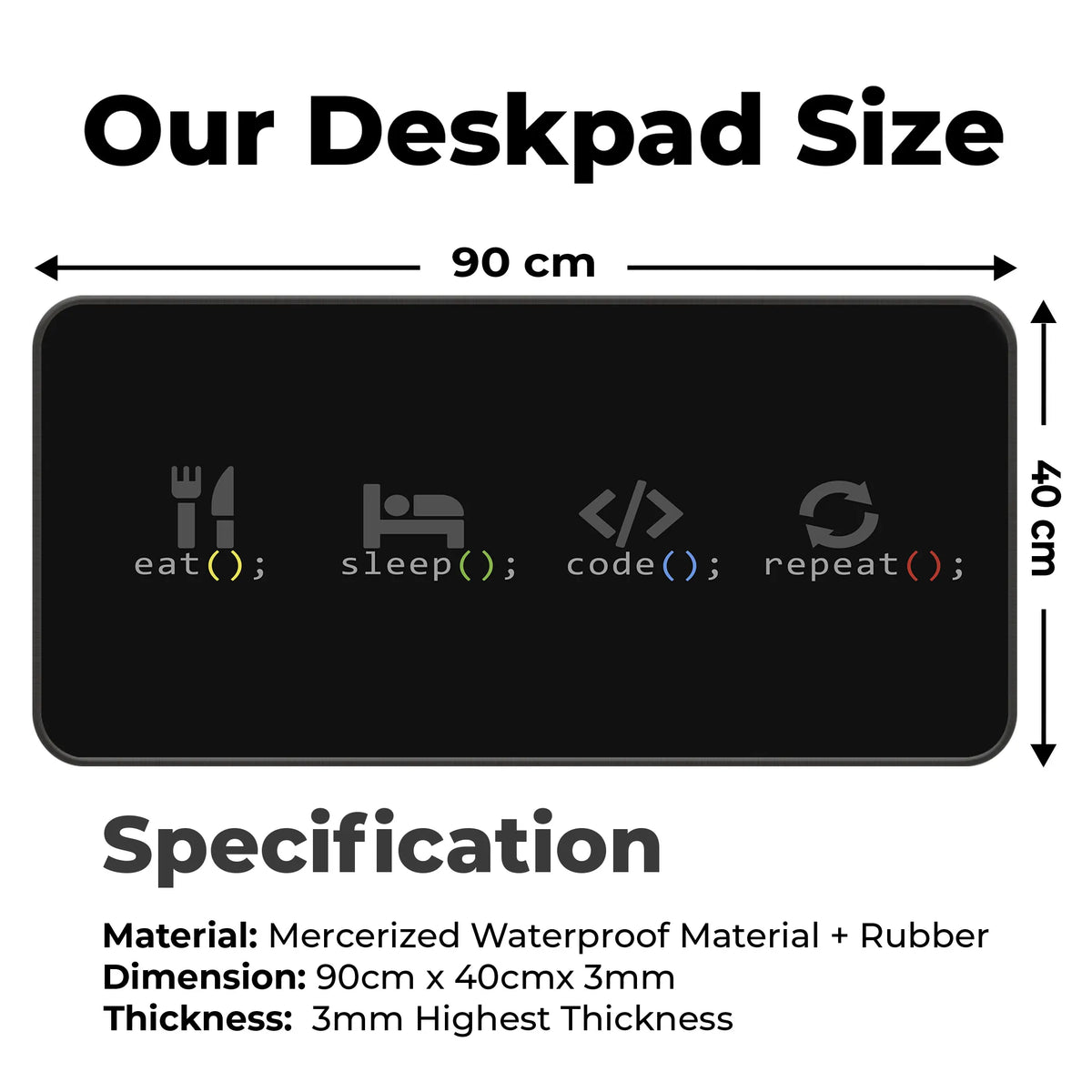 Eat Sleep Code Repeat Programming Geek Deskmat