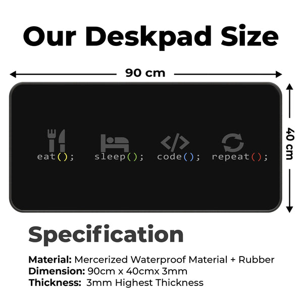 Eat Sleep Code Repeat Programming Geek Deskmat