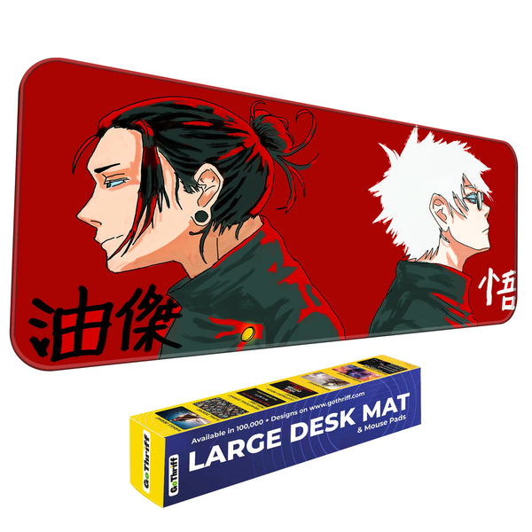 Anime Red Dual Portrait Japanese Art Deskmat