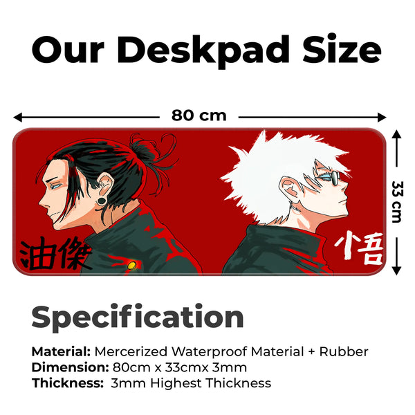 Anime Red Dual Portrait Japanese Art Deskmat