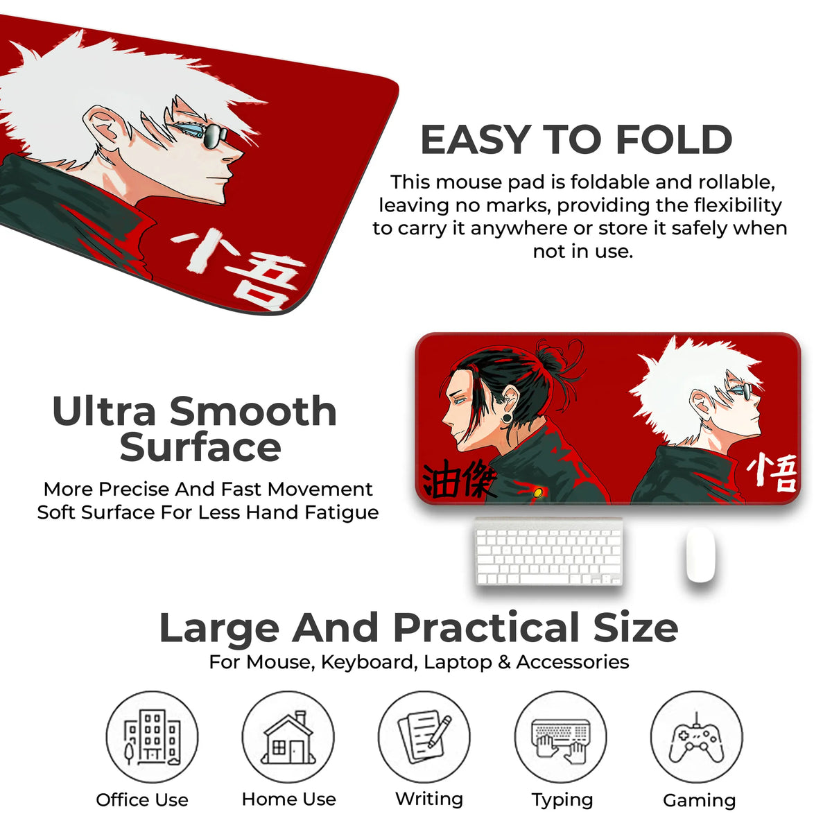 Anime Red Dual Portrait Japanese Art Deskmat