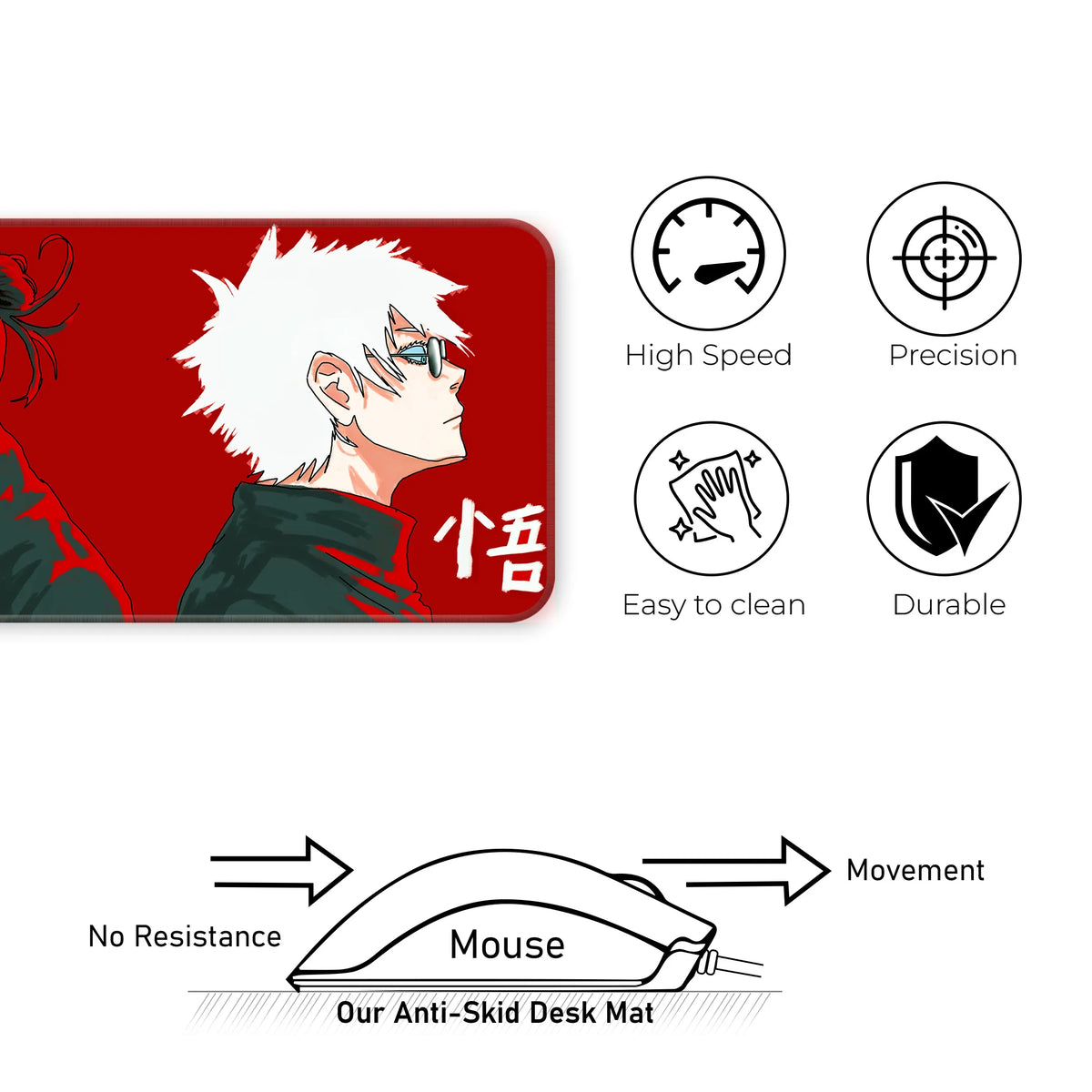 Anime Red Dual Portrait Japanese Art Deskmat