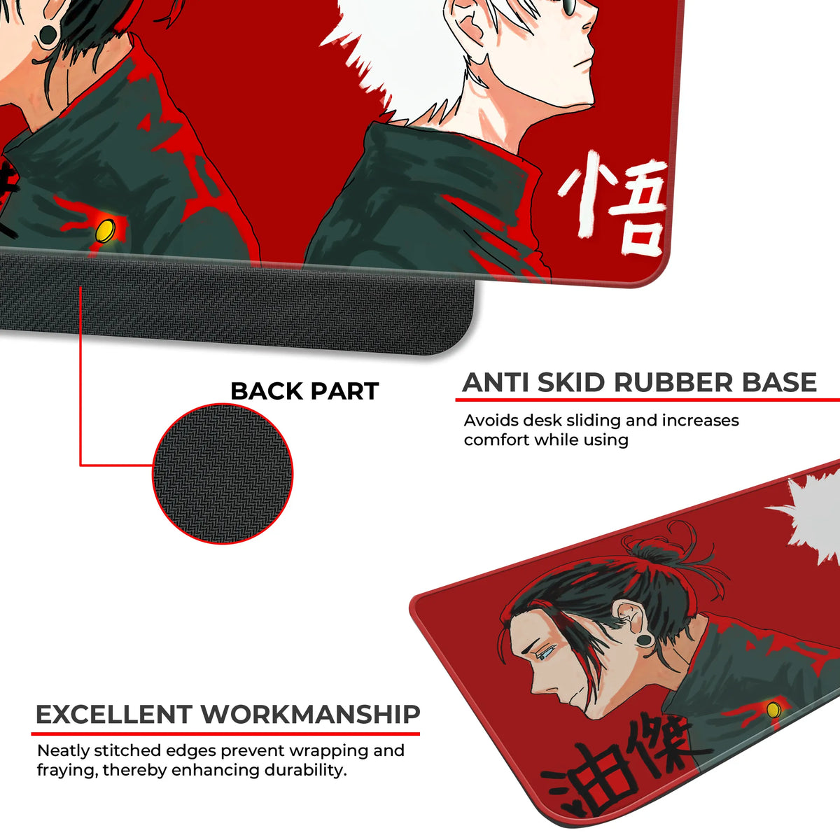 Anime Red Dual Portrait Japanese Art Deskmat
