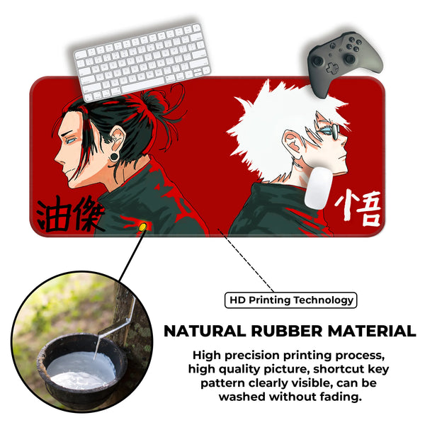 Anime Red Dual Portrait Japanese Art Deskmat