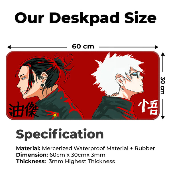 Anime Red Dual Portrait Japanese Art Deskmat