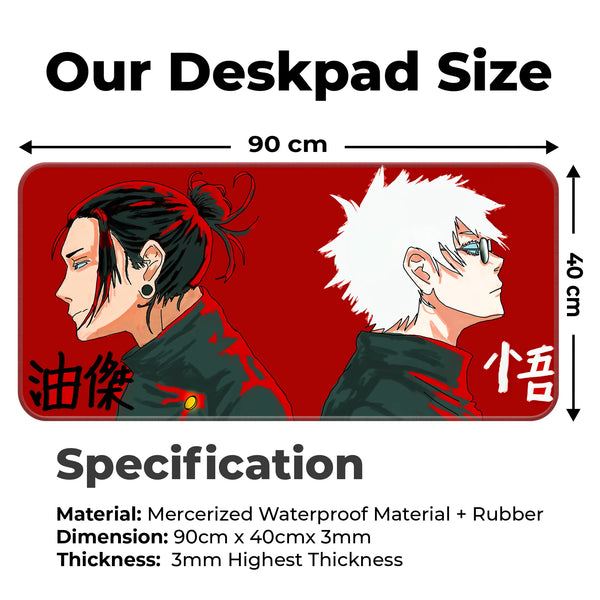 Anime Red Dual Portrait Japanese Art Deskmat