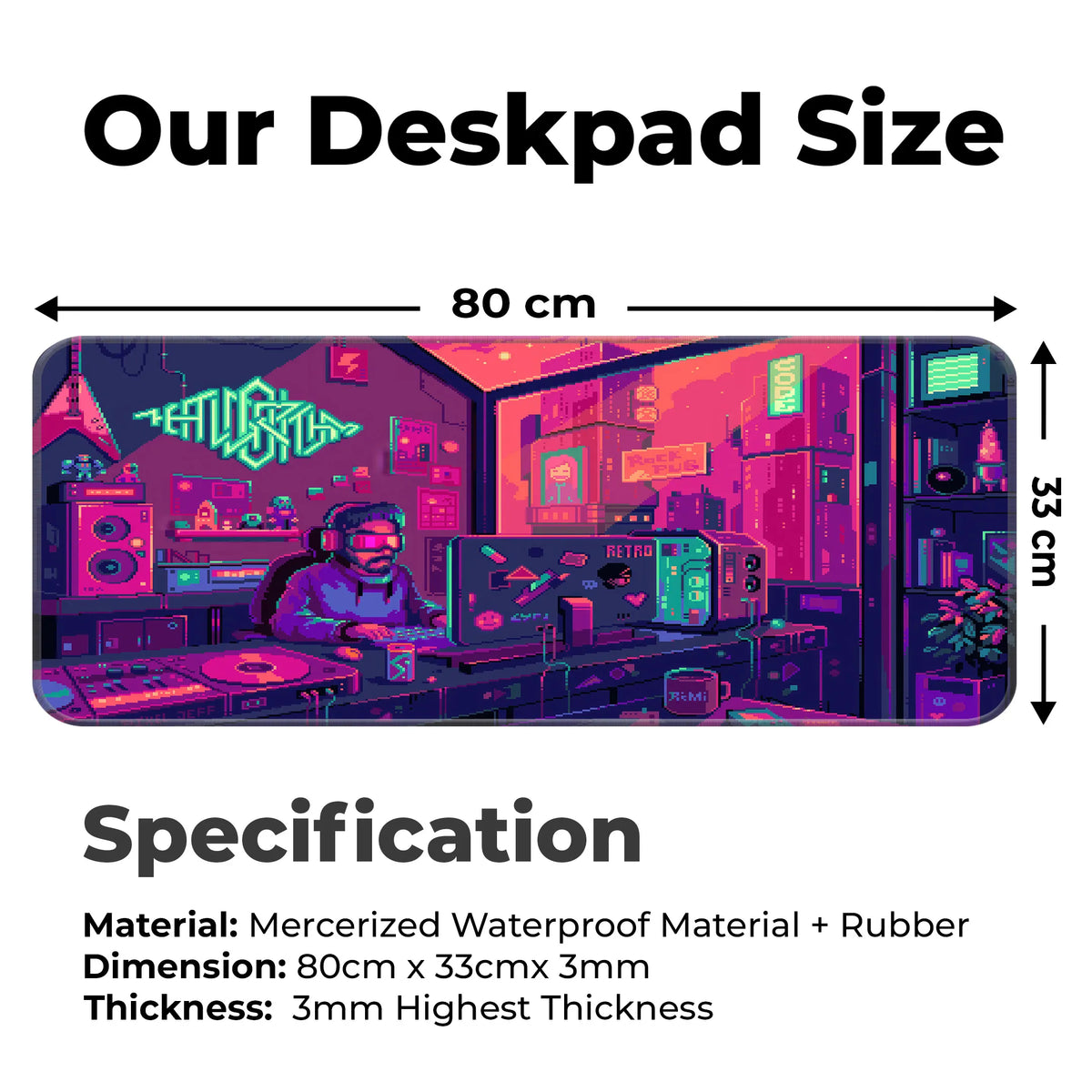 Cyberpunk Pixel Art Retro Gaming Room Deskmat