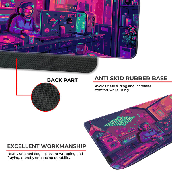Cyberpunk Pixel Art Retro Gaming Room Deskmat
