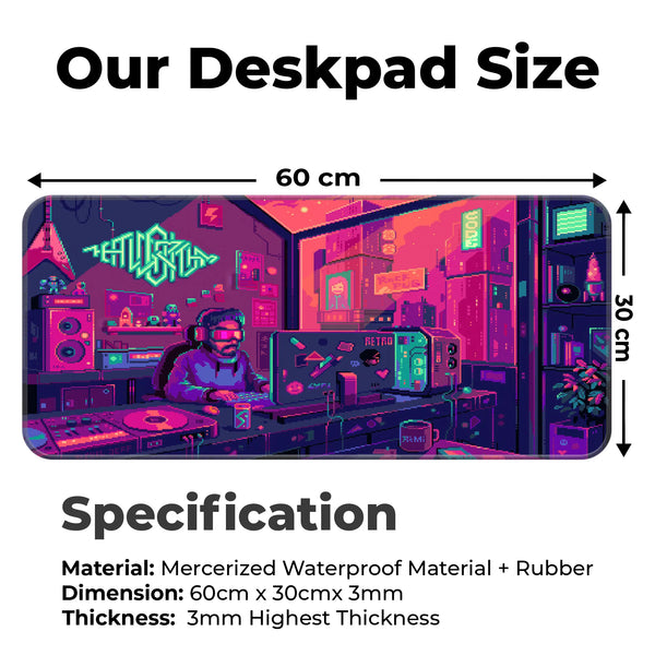 Cyberpunk Pixel Art Retro Gaming Room Deskmat