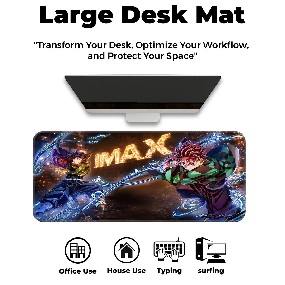 Demon Slayer Anime Water Sword Action Art Deskmat