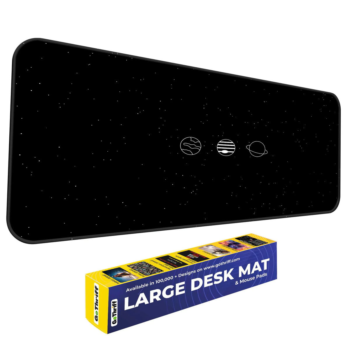 Minimal Black White Space Planet Design Deskmat
