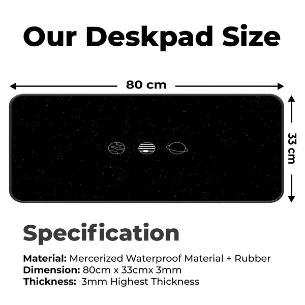 Minimal Black White Space Planet Design Deskmat