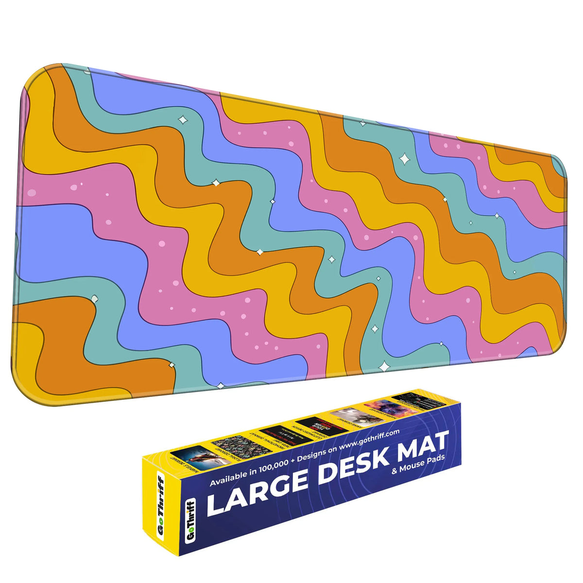 Colorful Retro Wave Pattern Deskmat