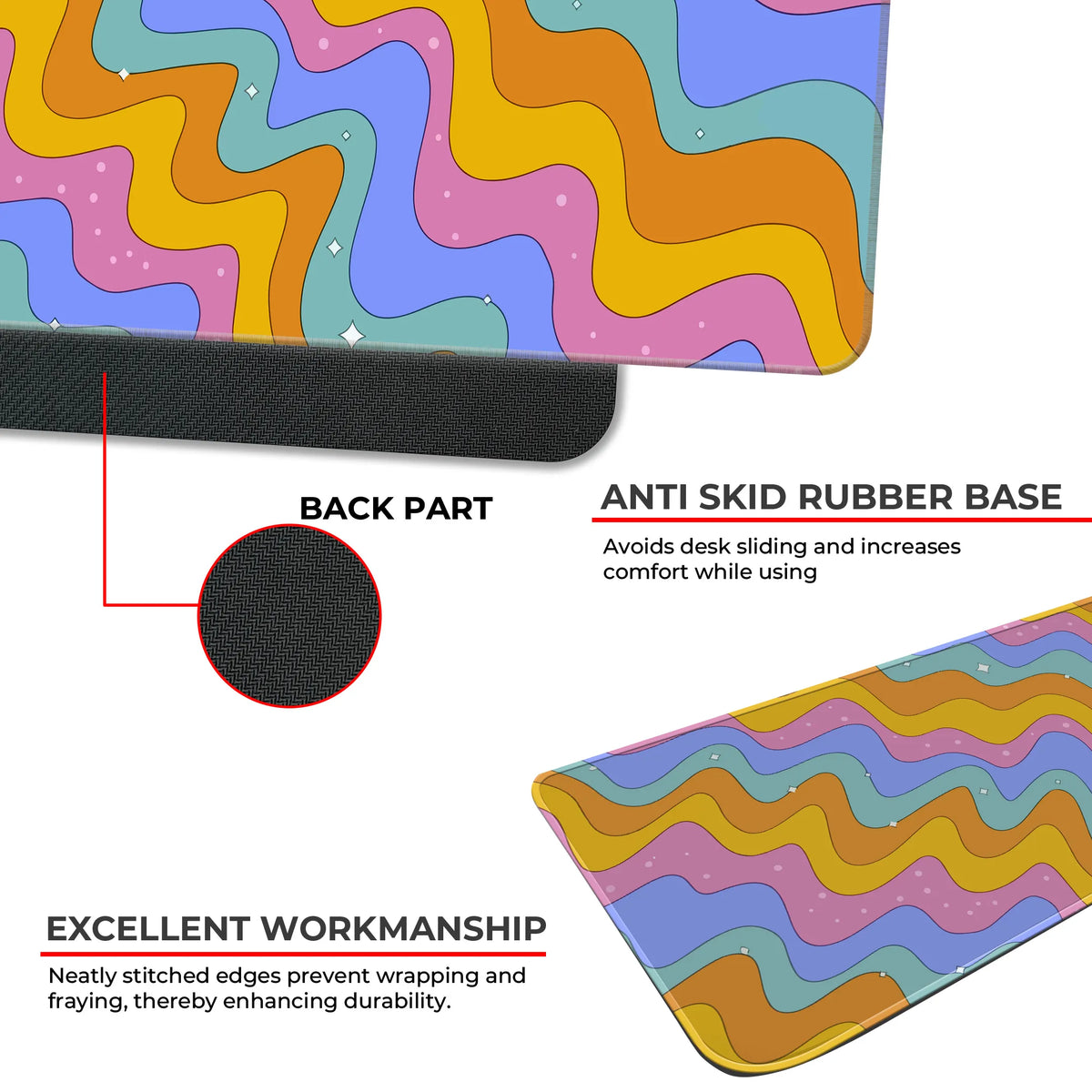 Colorful Retro Wave Pattern Deskmat