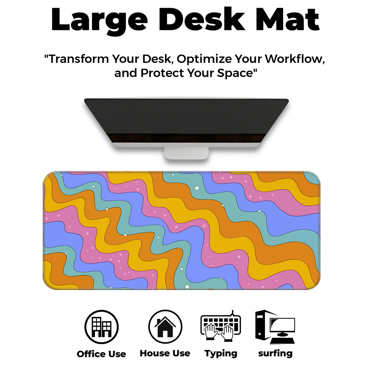 Colorful Retro Wave Pattern Deskmat