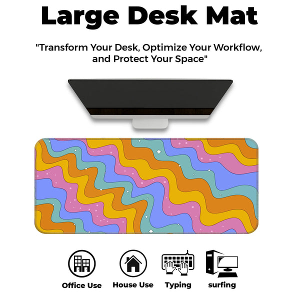 Colorful Retro Wave Pattern Deskmat