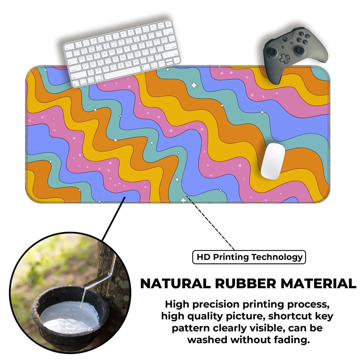 Colorful Retro Wave Pattern Deskmat