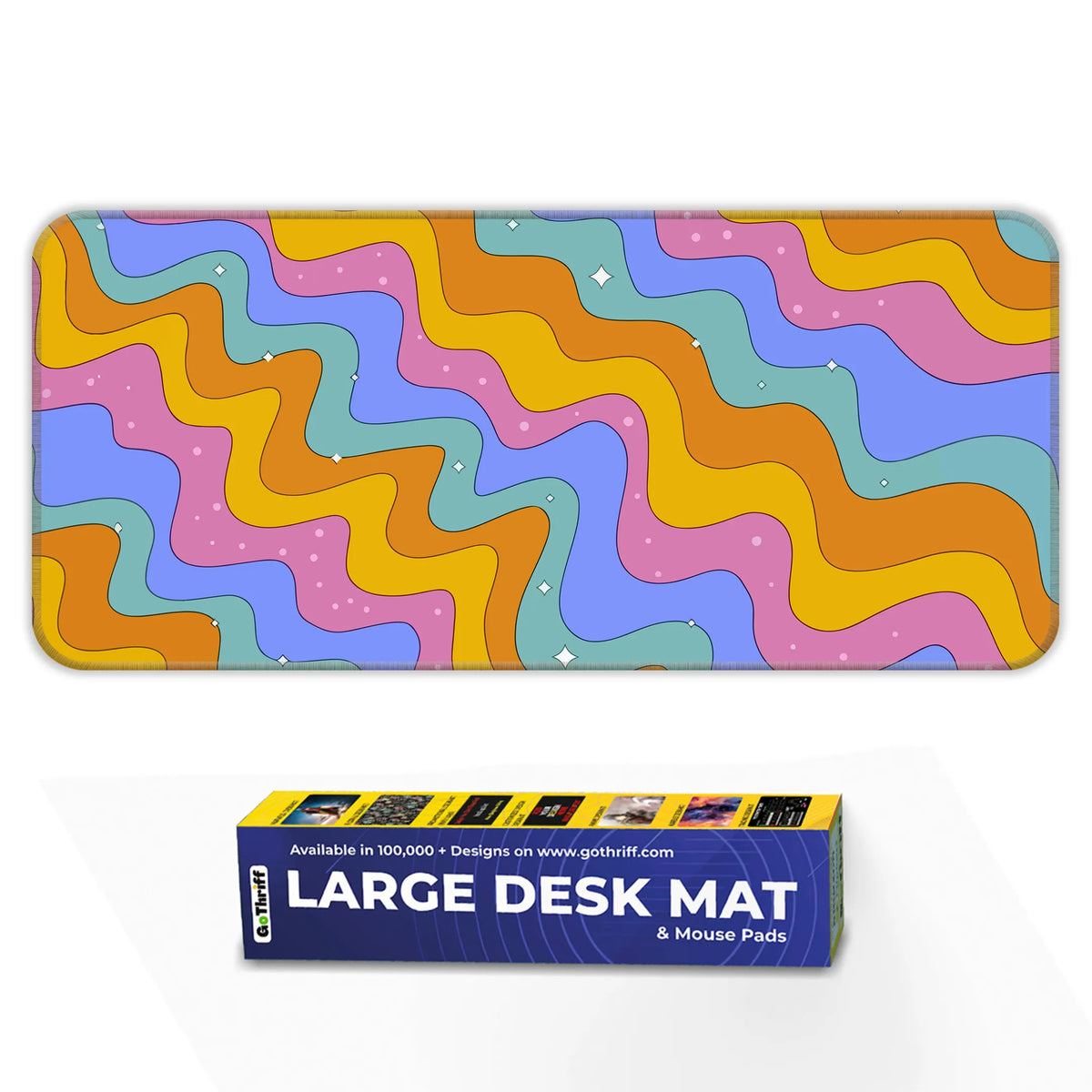 Colorful Retro Wave Pattern Deskmat
