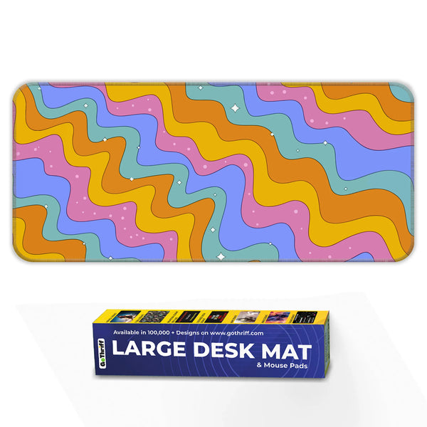 Colorful Retro Wave Pattern Deskmat
