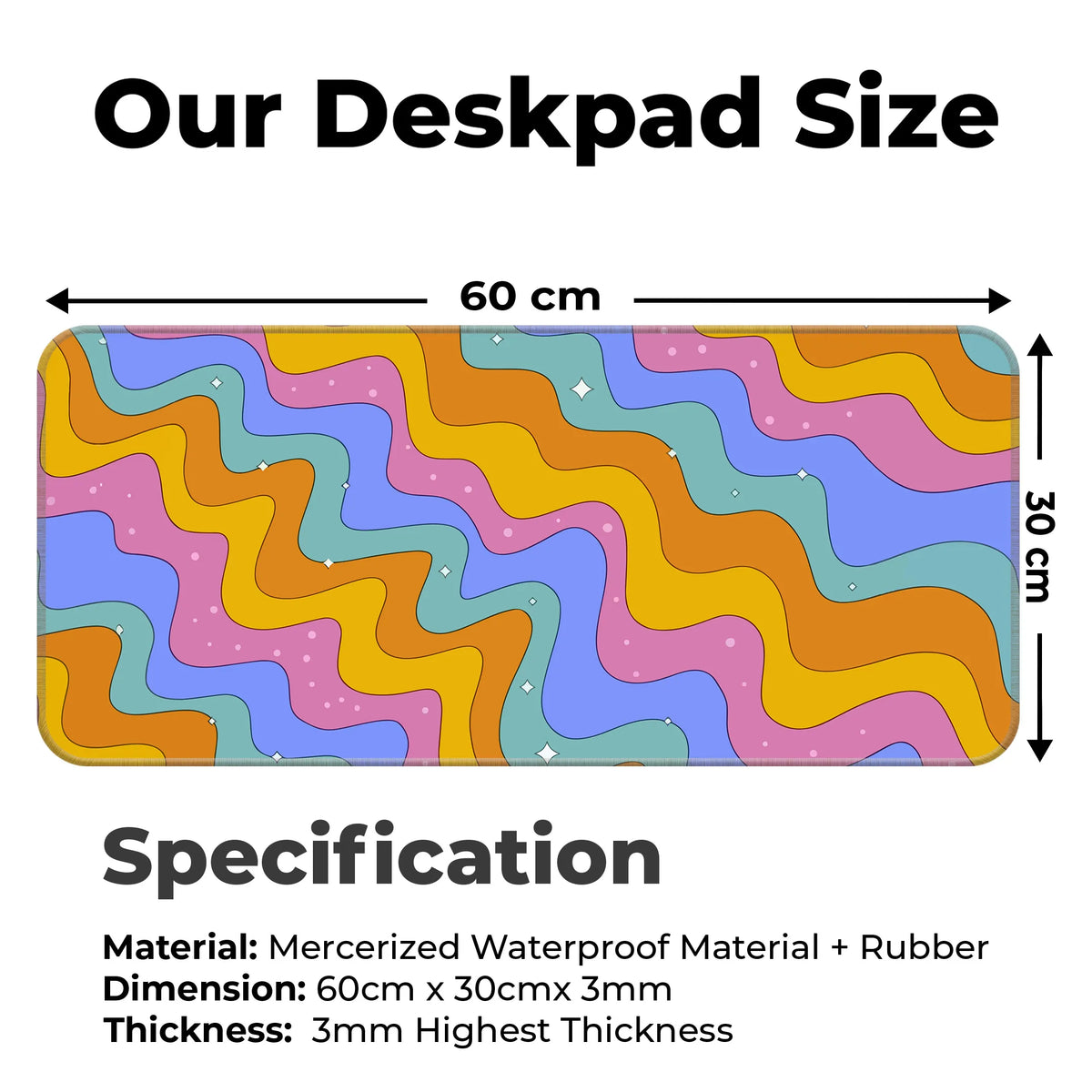 Colorful Retro Wave Pattern Deskmat