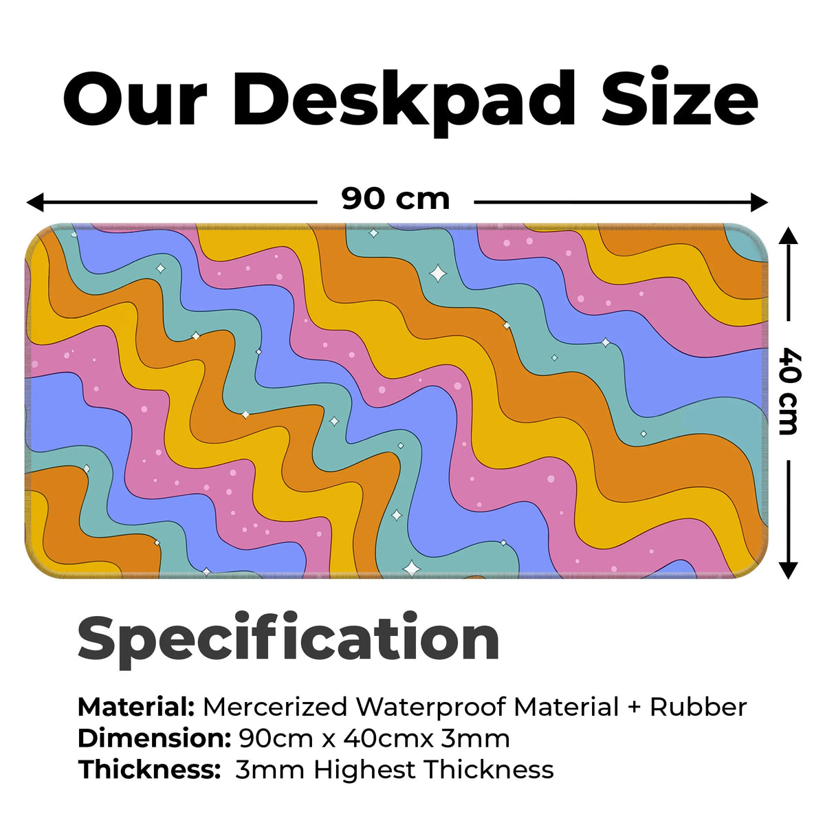 Colorful Retro Wave Pattern Deskmat