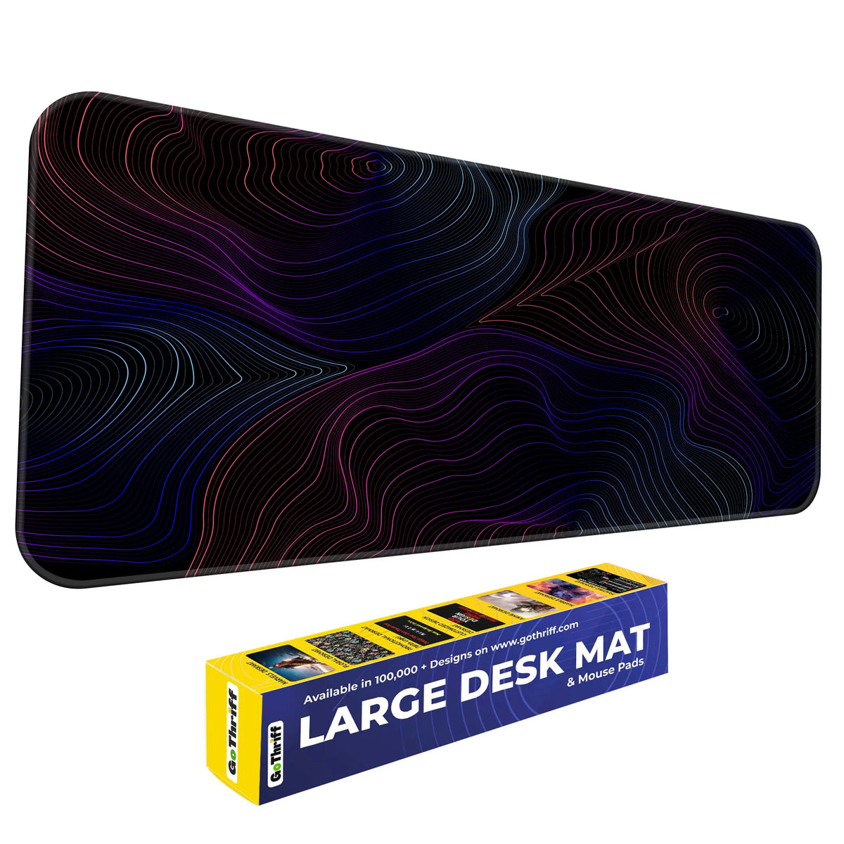 Neon Abstract Topographic Lines Deskmat
