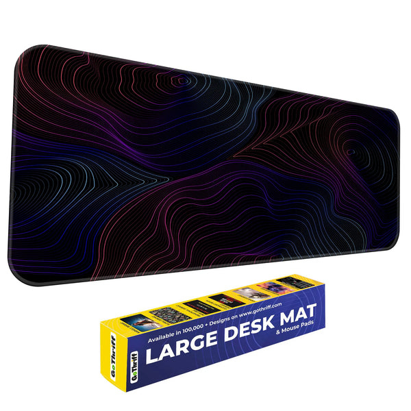Neon Abstract Topographic Lines Deskmat
