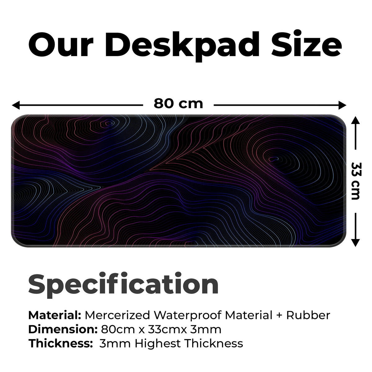 Neon Abstract Topographic Lines Deskmat
