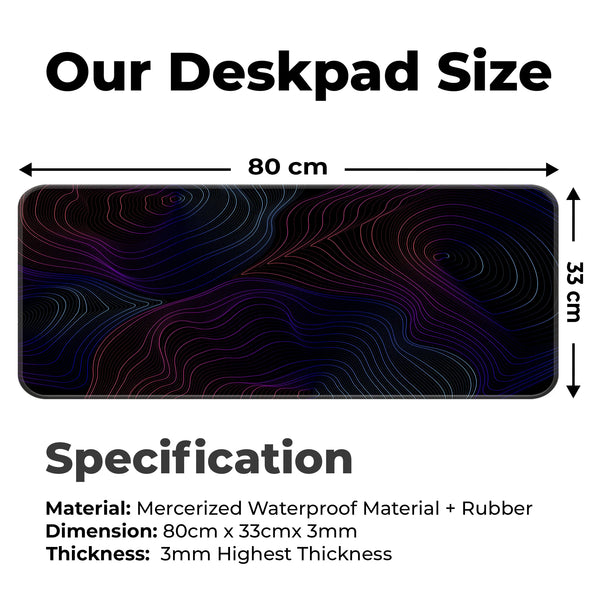 Neon Abstract Topographic Lines Deskmat