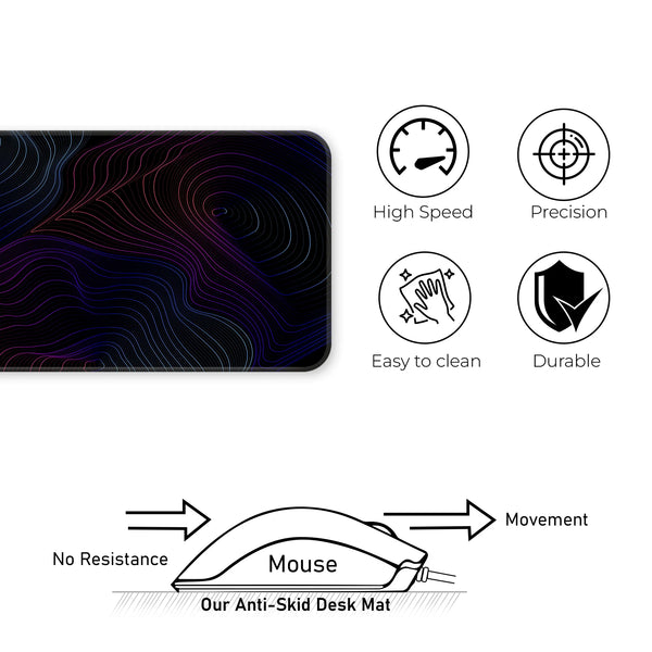 Neon Abstract Topographic Lines Deskmat