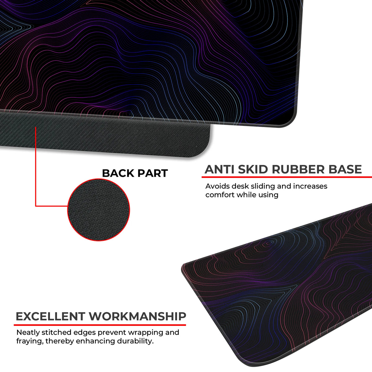 Neon Abstract Topographic Lines Deskmat