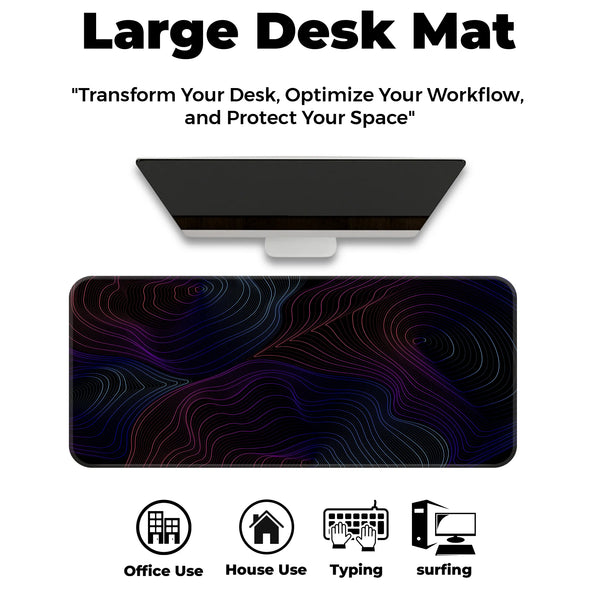 Neon Abstract Topographic Lines Deskmat