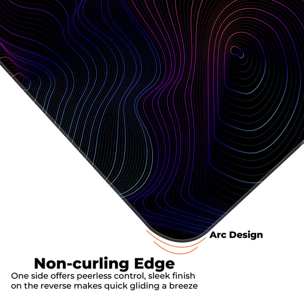 Neon Abstract Topographic Lines Deskmat