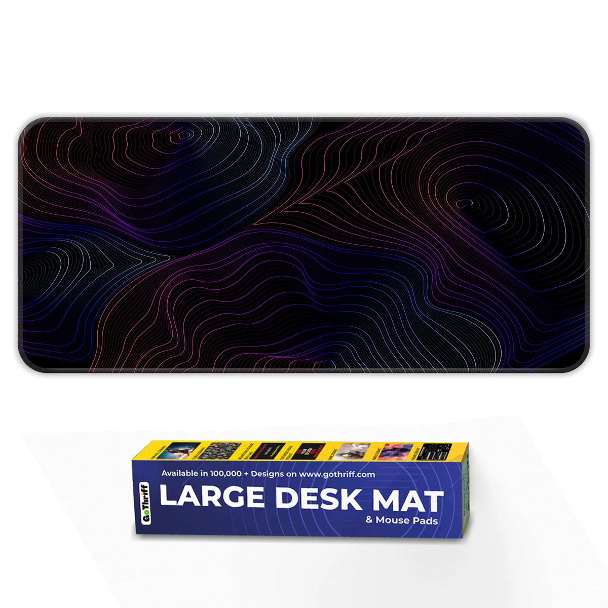 Neon Abstract Topographic Lines Deskmat