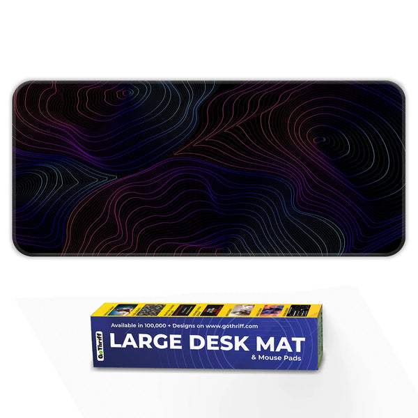 Neon Abstract Topographic Lines Deskmat