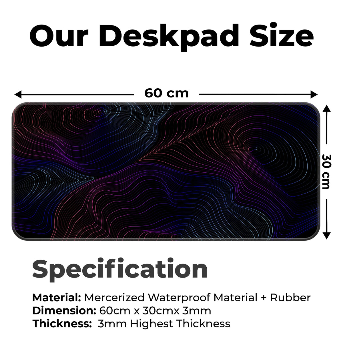 Neon Abstract Topographic Lines Deskmat