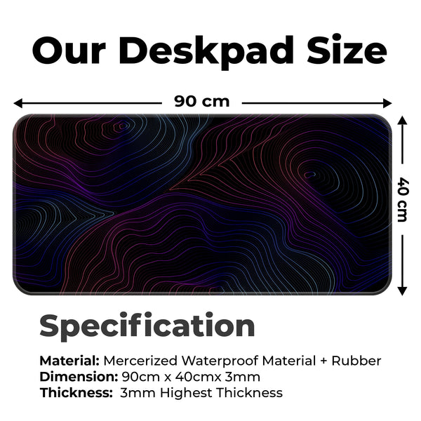 Neon Abstract Topographic Lines Deskmat
