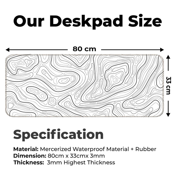 Monochrome Minimalist Topographic Deskmat