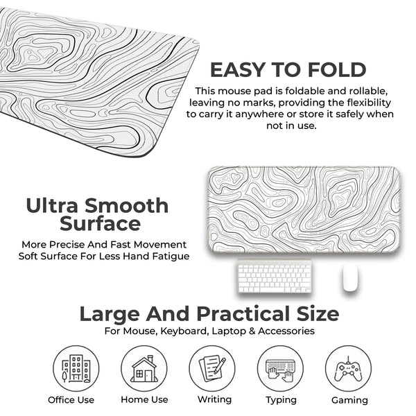 Monochrome Minimalist Topographic Deskmat